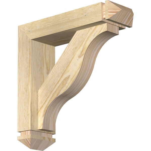 Ekena Millwork Funston Arts and Crafts Rough Sawn Bracket w/ Offset Brace, Douglas Fir, 4"W x 14"D x 14"H BKT0402X14X14FST03RDF - main